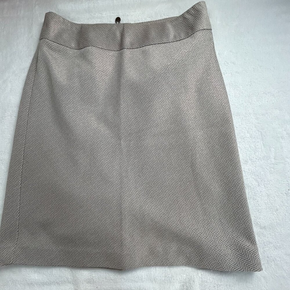 Nic+Zoe Womens Textured Metallic A-line Skirt Size 6 Beige Lined Back-Zip Casual